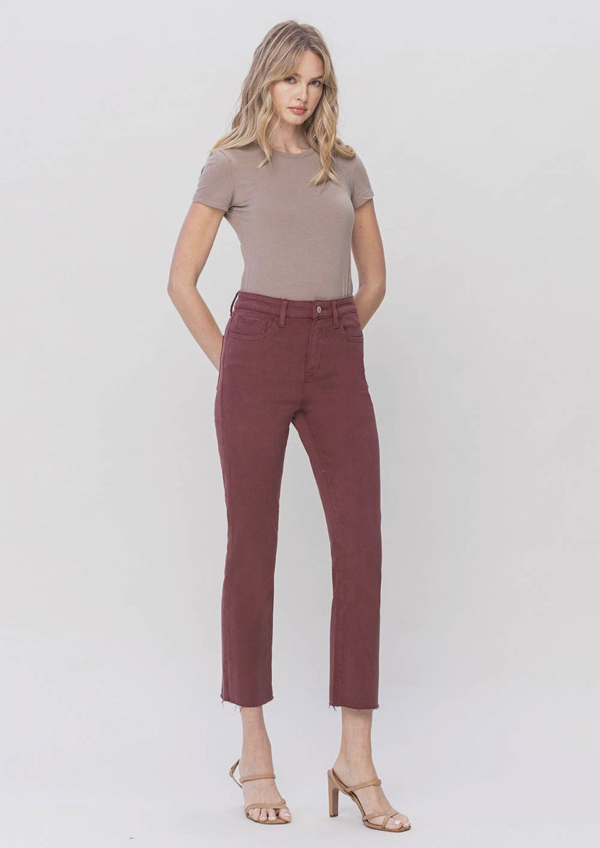 High Rise Slim Straight Colored Denim by Vervet