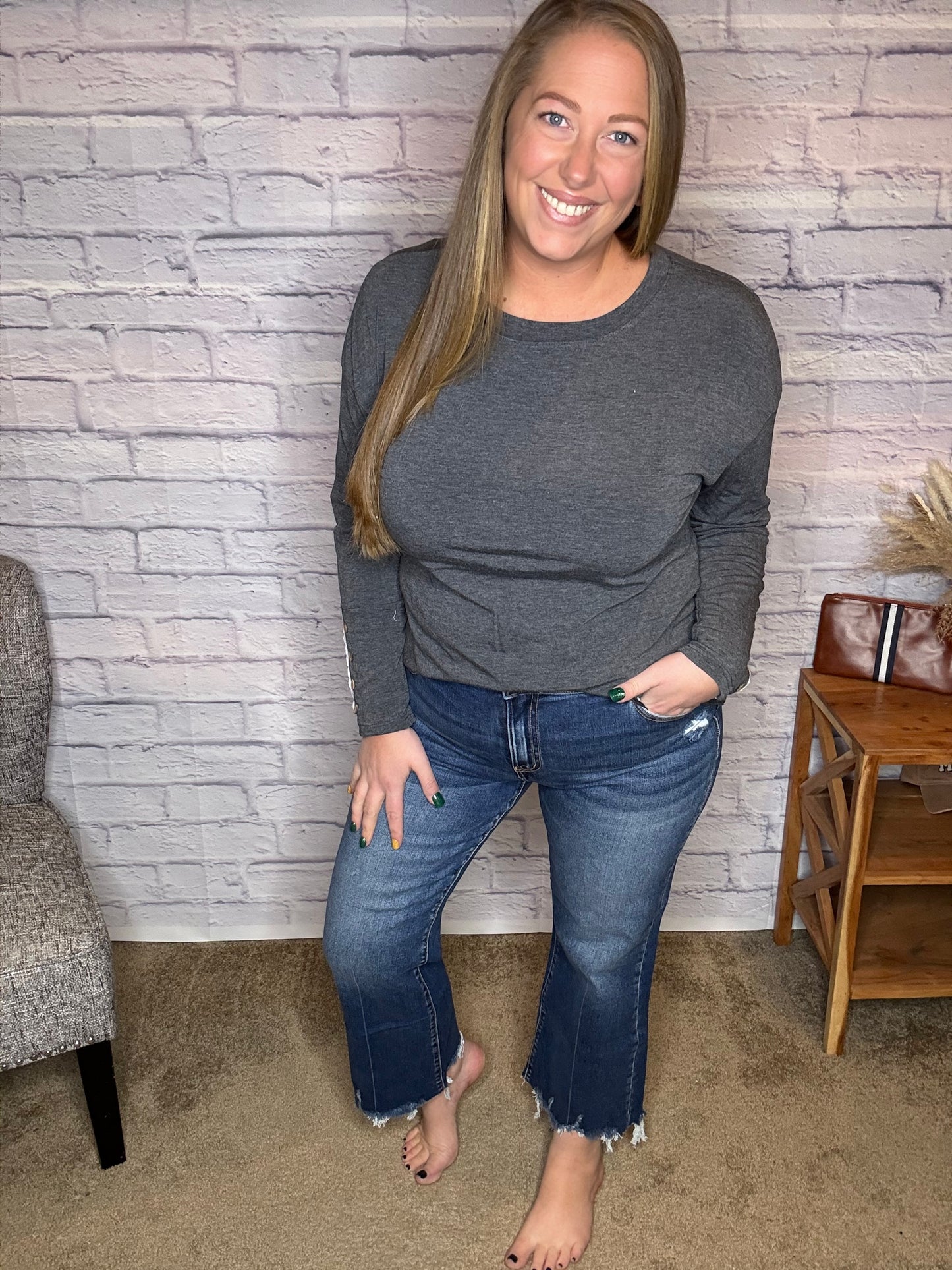 Kick Crop Flare Denim by Zenana