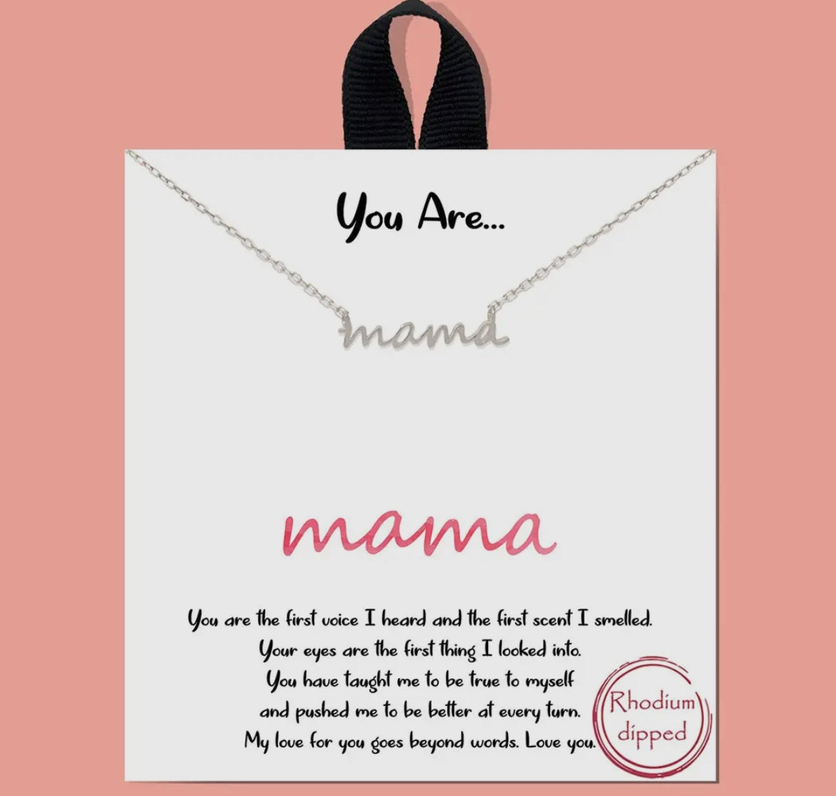 Mama Script Necklace - Silver!