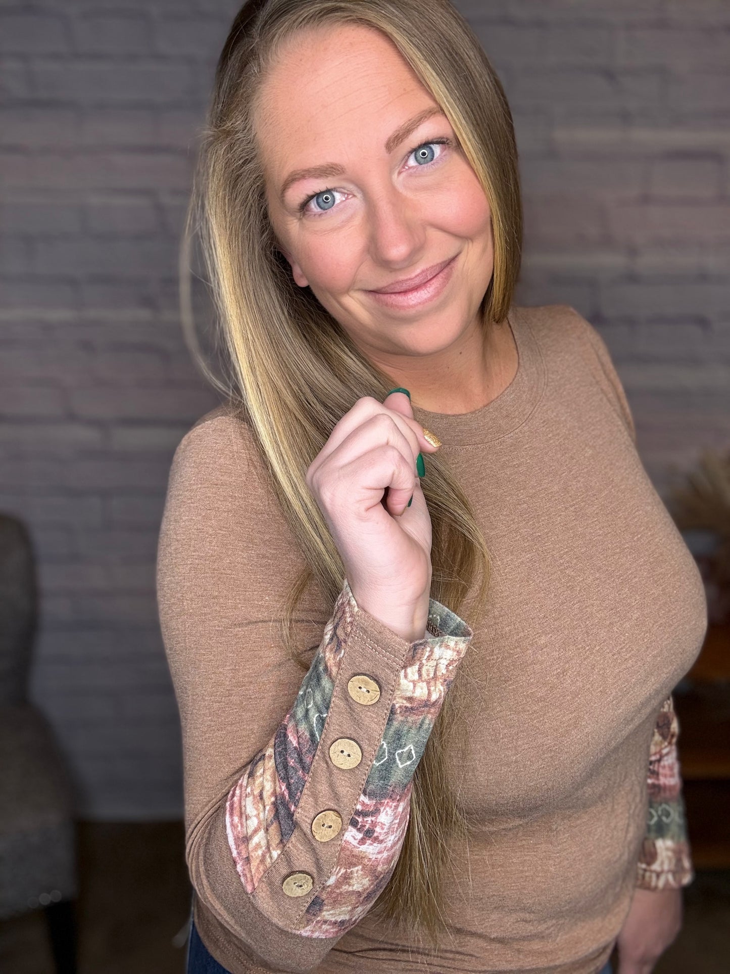 Tie Dye Details Long Sleeve Top