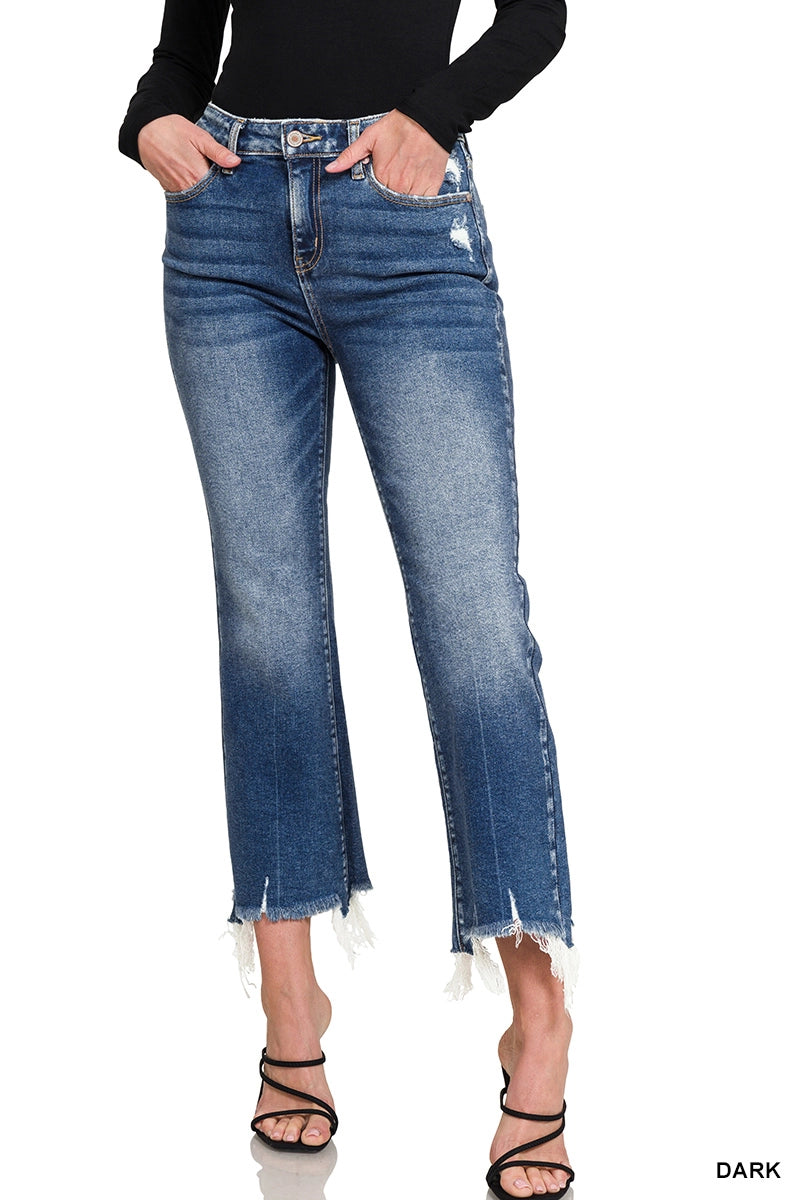 Kick Crop Flare Denim by Zenana