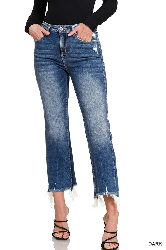 Kick Crop Flare Denim by Zenana