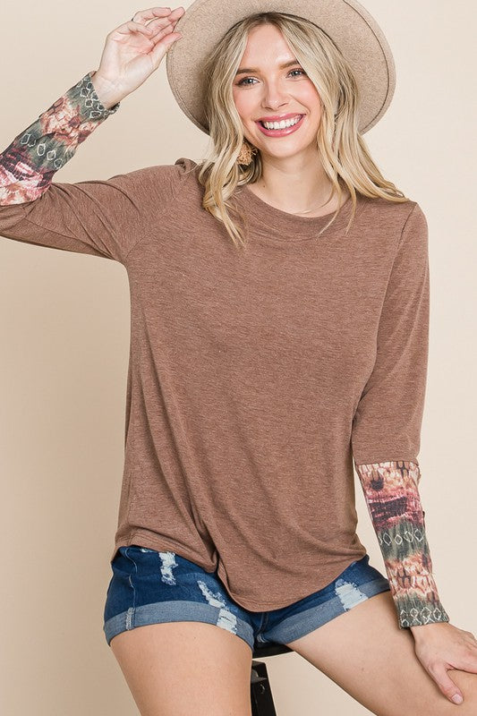 Tie Dye Details Long Sleeve Top