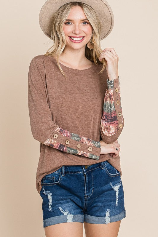 Tie Dye Details Long Sleeve Top