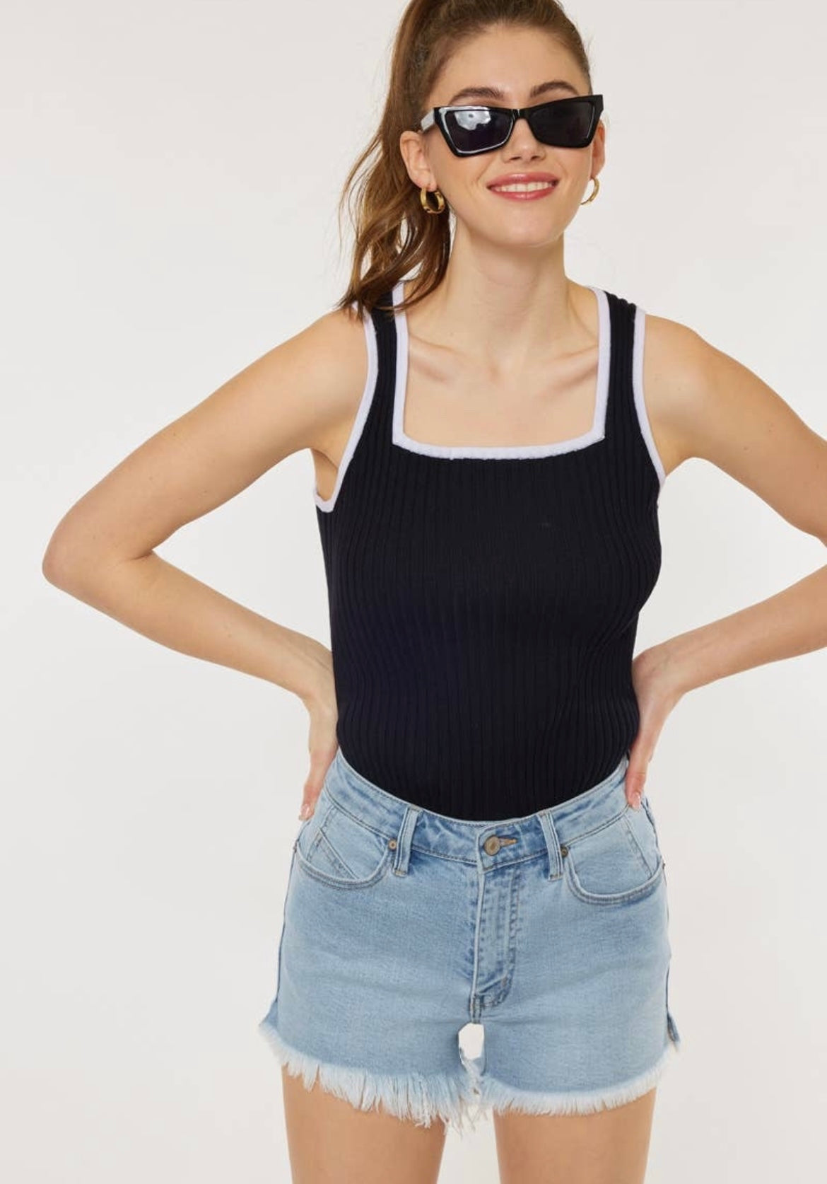 Kan Can Raw Hem Denim Shorts